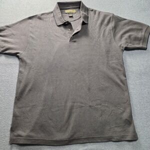 Polo Shirt Mens Gray XL Striped Textured Short Sleeve Cotton Naturalife